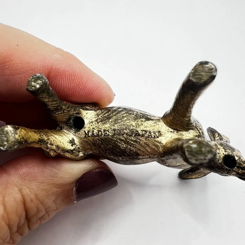 Vtg Brass Donkey Die-Cast Figurine Hand Carved Solid Heavy Metal 2.25